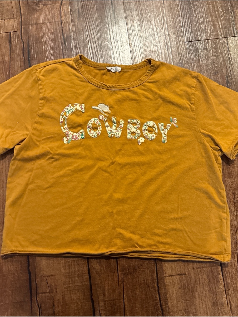 Miss Me Brown Floral 'Cowboy' Crop Tee